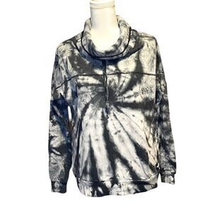 Simply Southern Black & White Tye Dye Cowl Neck Sweatshirt Women’s Size Small